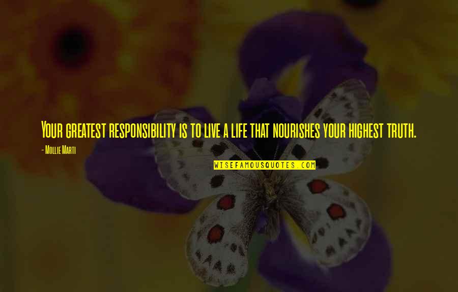 Mollie Marti Quotes By Mollie Marti: Your greatest responsibility is to live a life