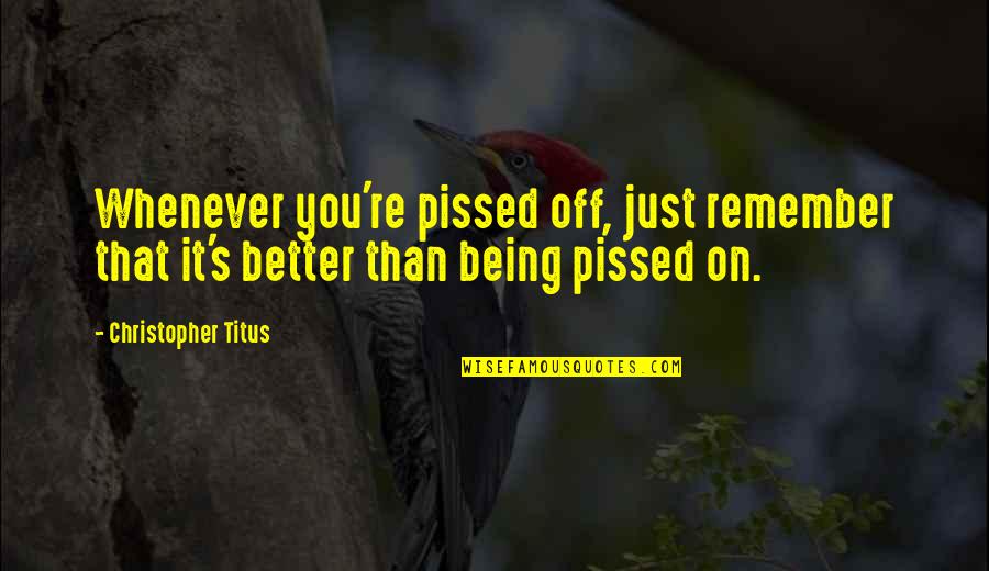 Mollmann Bennett Quotes By Christopher Titus: Whenever you're pissed off, just remember that it's