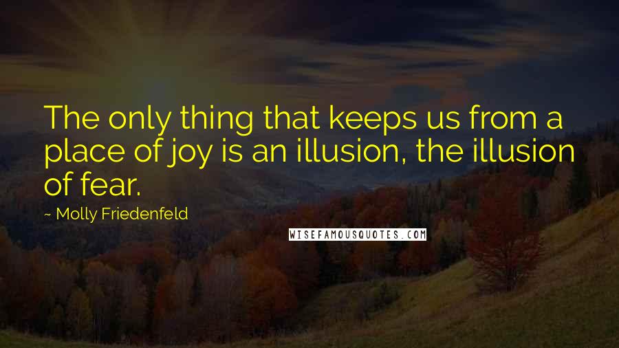 Molly Friedenfeld quotes: The only thing that keeps us from a place of joy is an illusion, the illusion of fear.