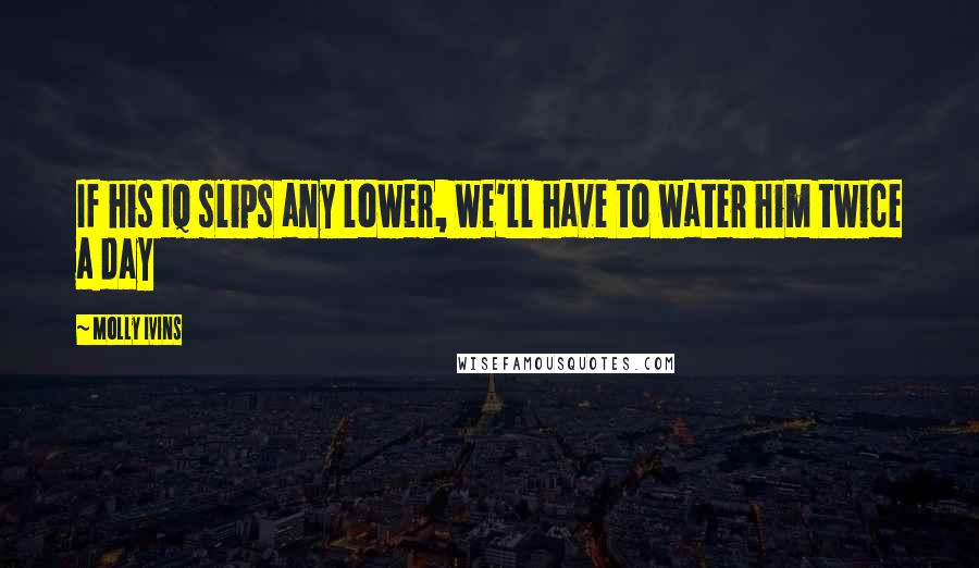 Molly Ivins quotes: If his IQ slips any lower, we'll have to water him twice a day