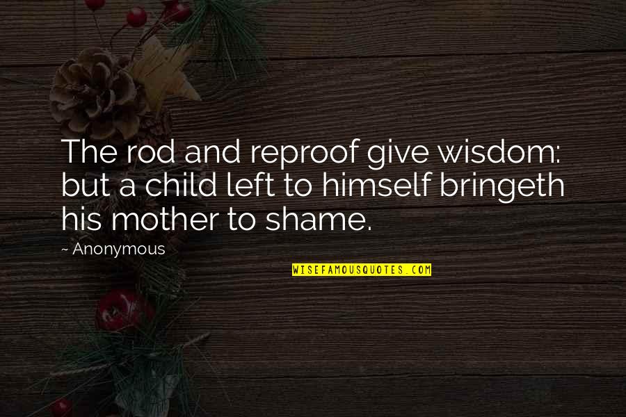 Moloko Vellocet Quotes By Anonymous: The rod and reproof give wisdom: but a Moloko Vellocet Quotes By Anonymous: The rod and reproof give wisdom: but a