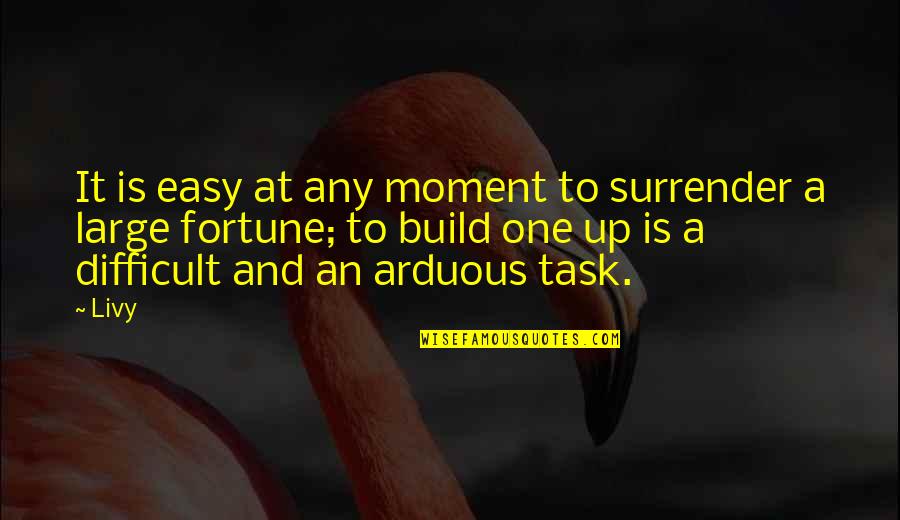 Moment And Quotes By Livy: It is easy at any moment to surrender Moment And Quotes By Livy: It is easy at any moment to surrender