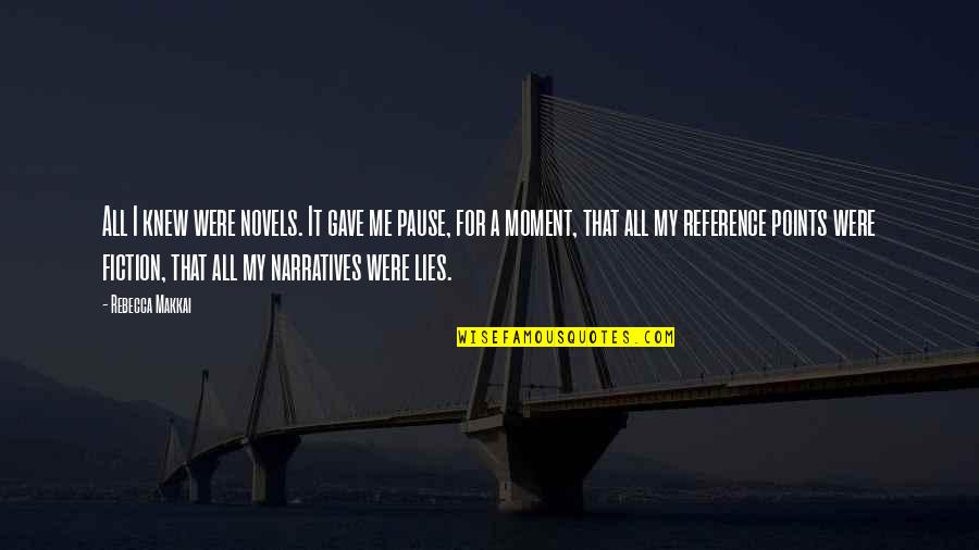 Moment I Knew Quotes By Rebecca Makkai: All I knew were novels. It gave me Moment I Knew Quotes By Rebecca Makkai: All I knew were novels. It gave me