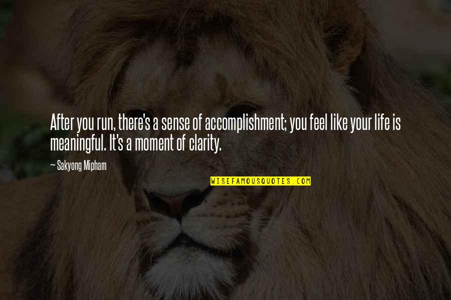 Moment Of Clarity Quotes By Sakyong Mipham: After you run, there's a sense of accomplishment;