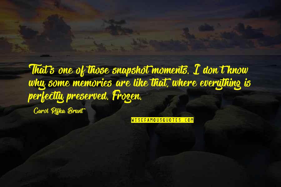 Moments And Memories Quotes By Carol Rifka Brunt: That's one of those snapshot moments. I don't