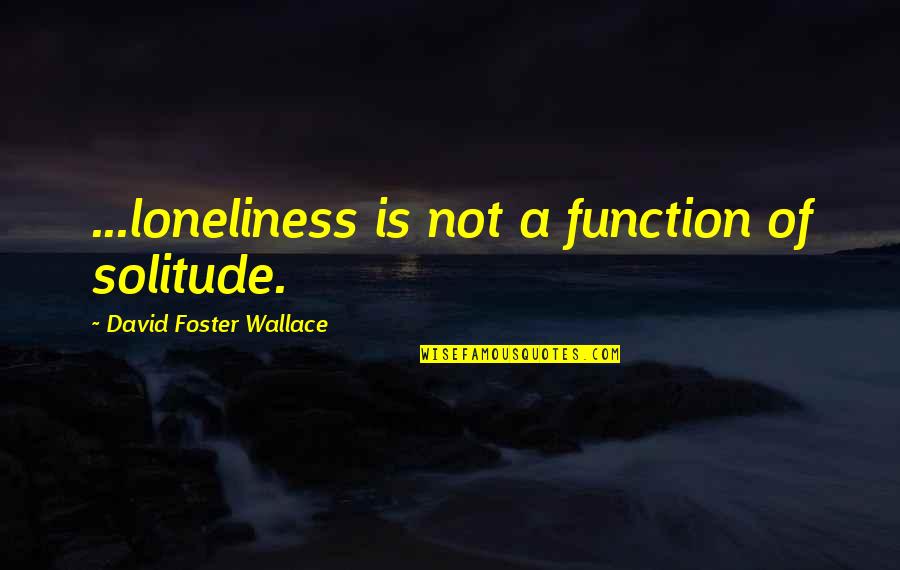 Moments That Count Quotes By David Foster Wallace: ...loneliness is not a function of solitude. Moments That Count Quotes By David Foster Wallace: ...loneliness is not a function of solitude.