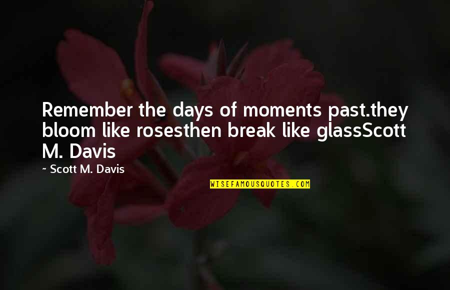 Moments To Remember Quotes By Scott M. Davis: Remember the days of moments past.they bloom like