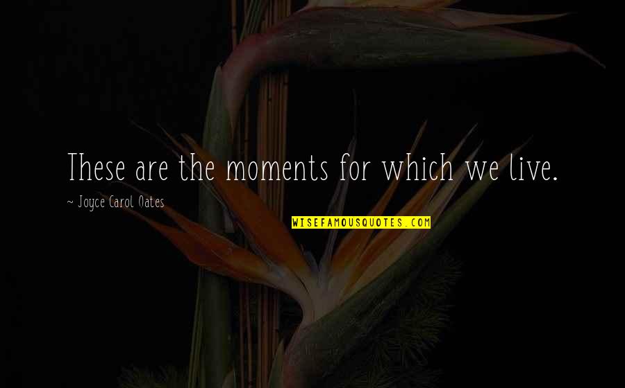 Moments We Live For Quotes By Joyce Carol Oates: These are the moments for which we live.