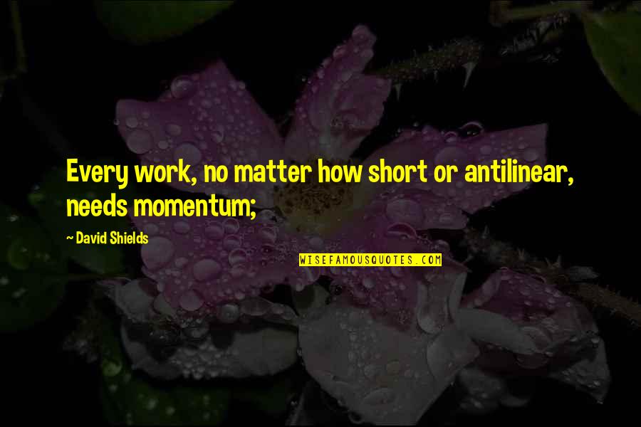 Momentum Quotes By David Shields: Every work, no matter how short or antilinear,
