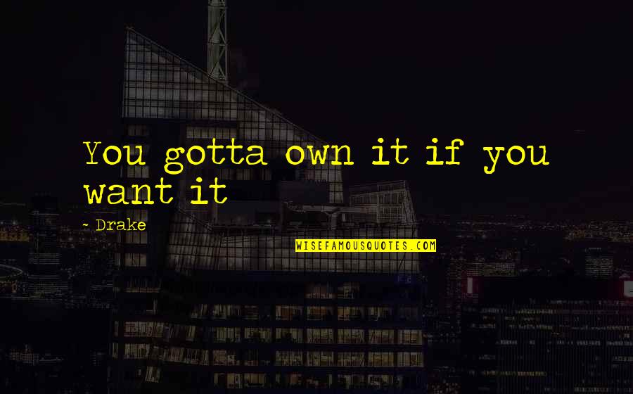 Momma Boy Quotes By Drake: You gotta own it if you want it Momma Boy Quotes By Drake: You gotta own it if you want it