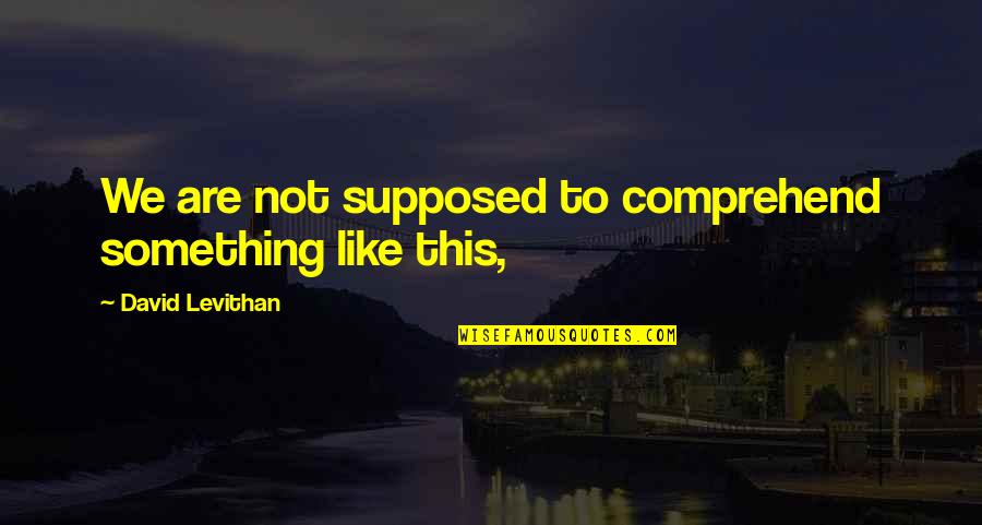 Mommy And Son Picture Quotes By David Levithan: We are not supposed to comprehend something like
