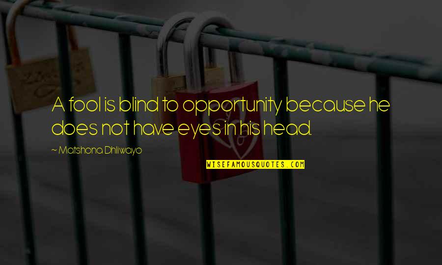 Moms Loving Their Sons Quotes By Matshona Dhliwayo: A fool is blind to opportunity because he