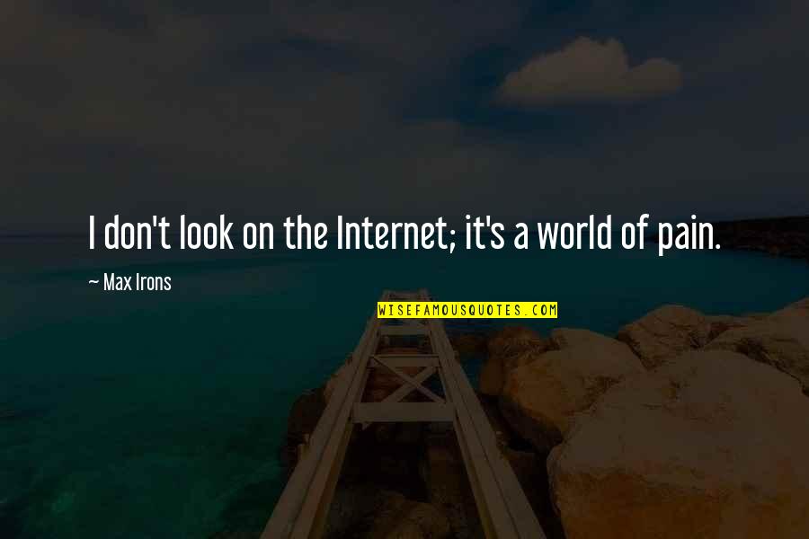 Monadism Theory Quotes By Max Irons: I don't look on the Internet; it's a