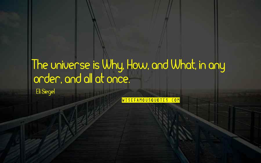 Monastere Saint Quotes By Eli Siegel: The universe is Why, How, and What, in