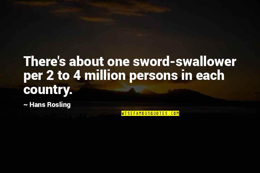 Monbiot Nuclear Quotes By Hans Rosling: There's about one sword-swallower per 2 to 4