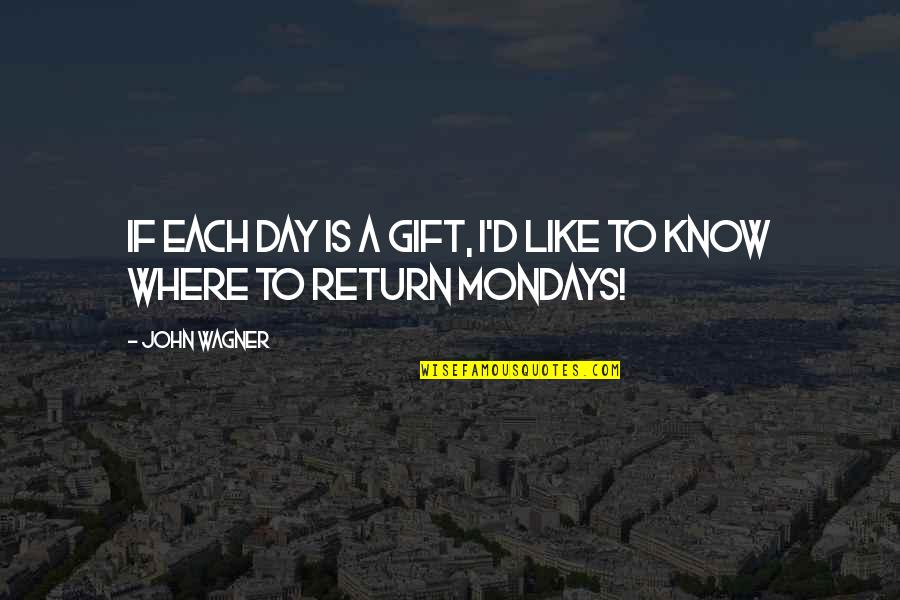 Monday Day Off Quotes By John Wagner: If each day is a gift, I'd like