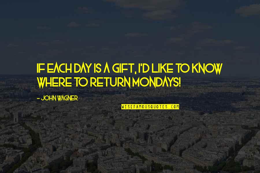 Mondays Quotes By John Wagner: If each day is a gift, I'd like