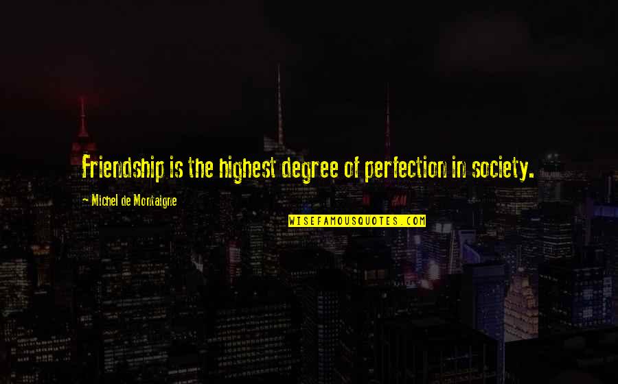 Mondou Pet Quotes By Michel De Montaigne: Friendship is the highest degree of perfection in
