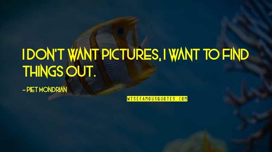 Mondrian's Quotes By Piet Mondrian: I don't want pictures, I want to find
