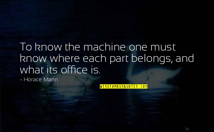 Monetizes Means Quotes By Horace Mann: To know the machine one must know where