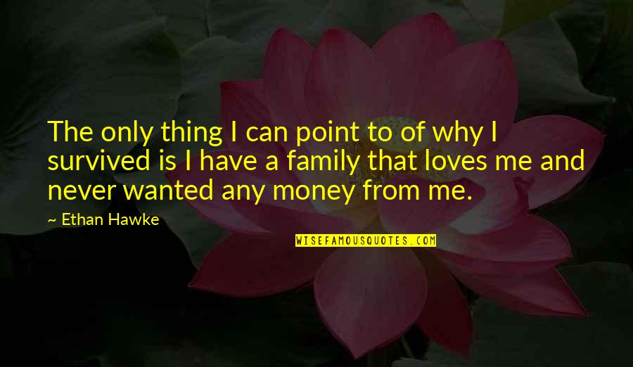 Money And Family Quotes By Ethan Hawke: The only thing I can point to of