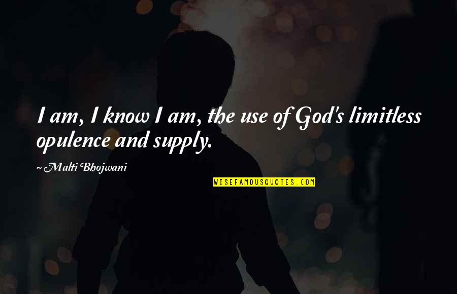 Money And God Quotes By Malti Bhojwani: I am, I know I am, the use