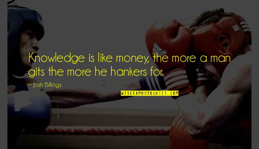 Money And Knowledge Quotes By Josh Billings: Knowledge is like money, the more a man
