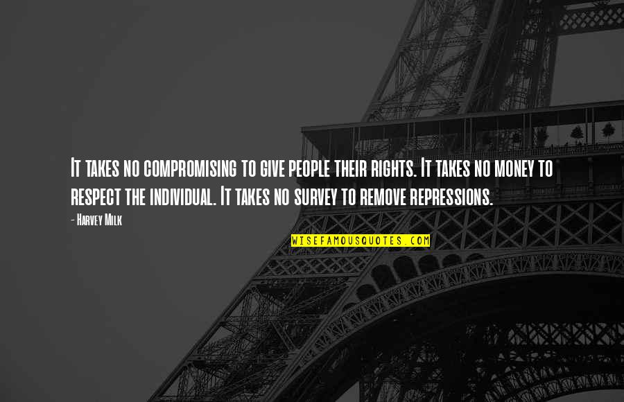 Money And Respect Quotes By Harvey Milk: It takes no compromising to give people their
