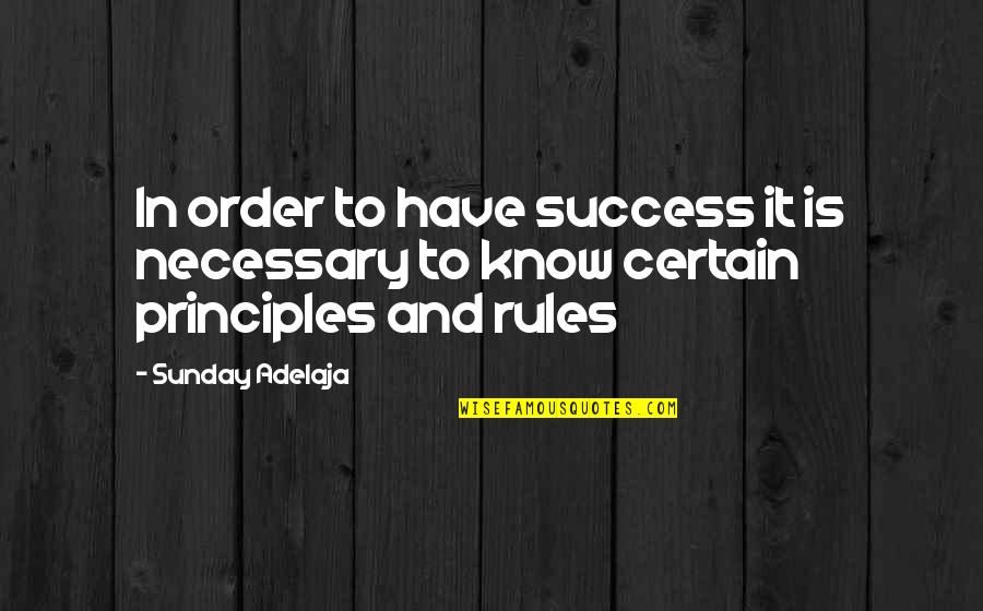 Money And Success Quotes By Sunday Adelaja: In order to have success it is necessary