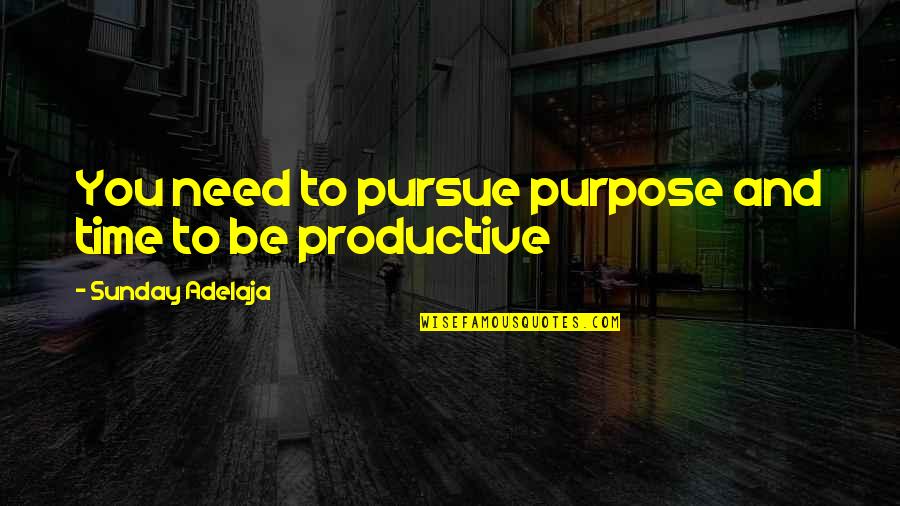 Money And Work Quotes By Sunday Adelaja: You need to pursue purpose and time to Money And Work Quotes By Sunday Adelaja: You need to pursue purpose and time to