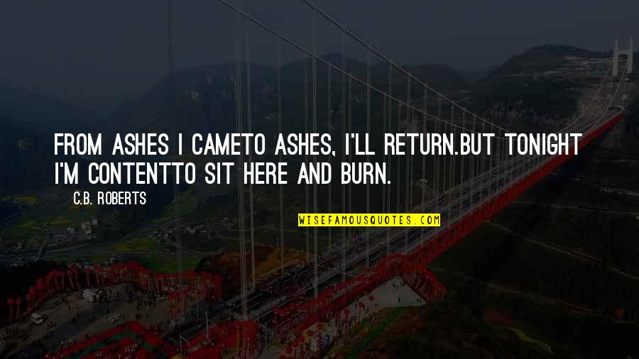 Money Counting Quotes By C.B. Roberts: From ashes I cameTo ashes, I'll return.But tonight