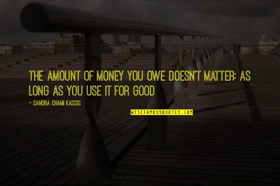 Money Doesn Matter Quotes By Sandra Chami Kassis: The amount of money you owe doesn't matter;