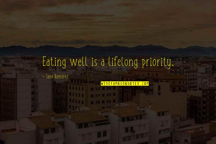 Money Importance Quotes By Sara Ramirez: Eating well is a lifelong priority. Money Importance Quotes By Sara Ramirez: Eating well is a lifelong priority.