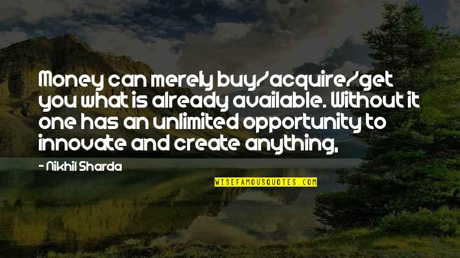 Money Inspiration Quotes By Nikhil Sharda: Money can merely buy/acquire/get you what is already