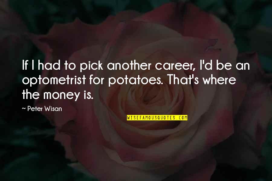 Money Is Funny Quotes By Peter Wisan: If I had to pick another career, I'd