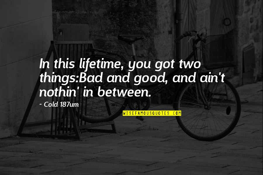 Money Is Imp Quotes By Cold 187um: In this lifetime, you got two things:Bad and