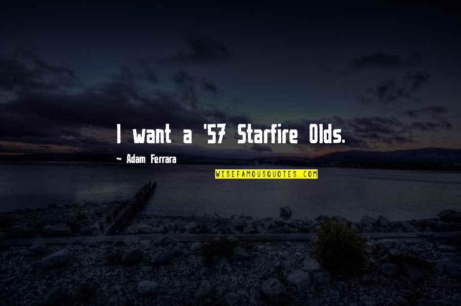 Money Is Not Everything In Love Quotes By Adam Ferrara: I want a '57 Starfire Olds.