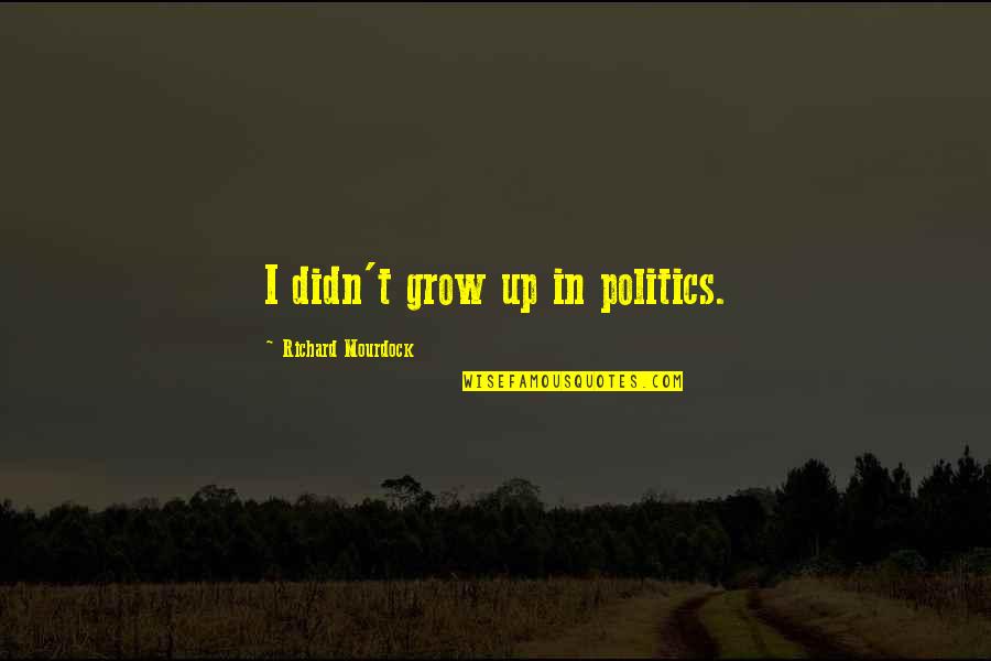 Money Is Not Important Than Relationship Quotes By Richard Mourdock: I didn't grow up in politics.