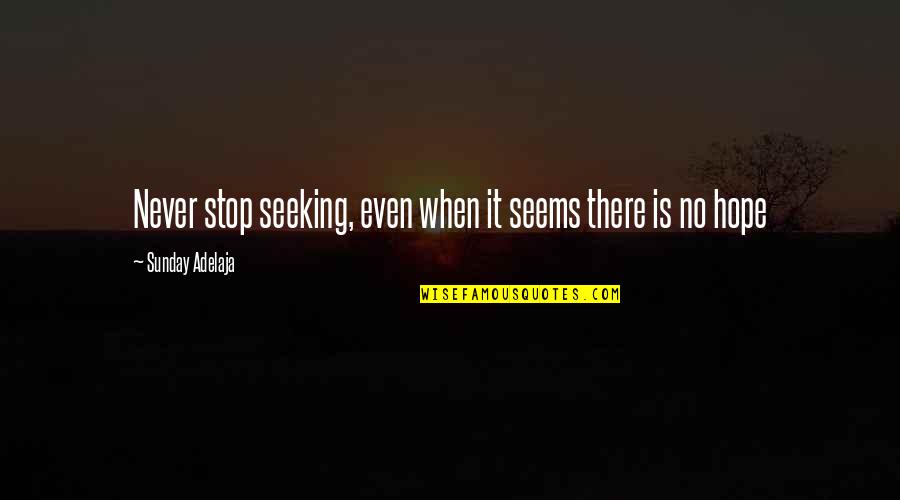 Money Is Success Quotes By Sunday Adelaja: Never stop seeking, even when it seems there