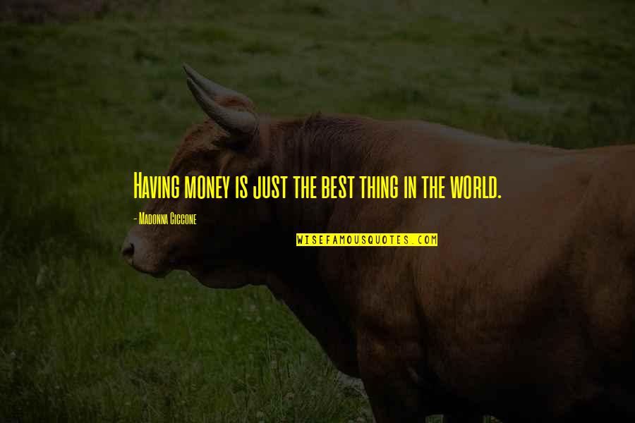 Money Is The Best Quotes By Madonna Ciccone: Having money is just the best thing in