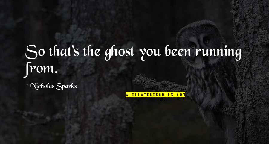 Money Is The Only Source Of Happiness Quotes By Nicholas Sparks: So that's the ghost you been running from.