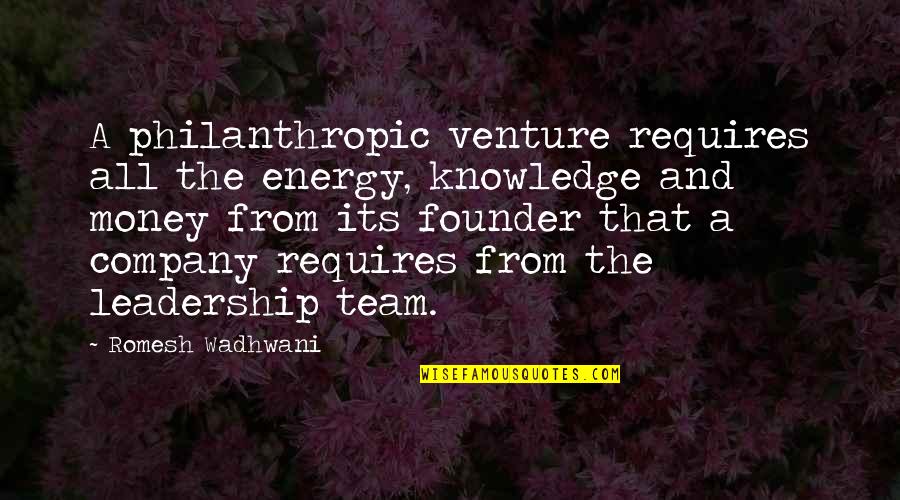 Money Knowledge Quotes By Romesh Wadhwani: A philanthropic venture requires all the energy, knowledge Money Knowledge Quotes By Romesh Wadhwani: A philanthropic venture requires all the energy, knowledge
