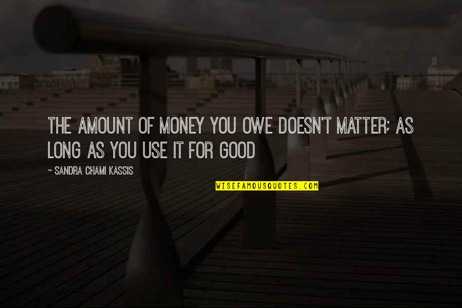 Money Matter Quotes By Sandra Chami Kassis: The amount of money you owe doesn't matter;