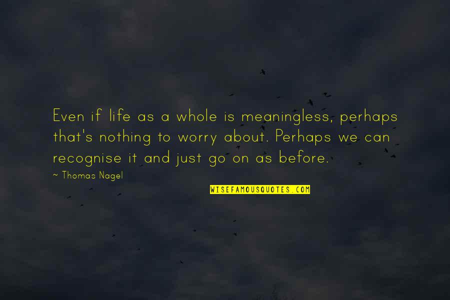 Money Matters More Than Love Quotes By Thomas Nagel: Even if life as a whole is meaningless,