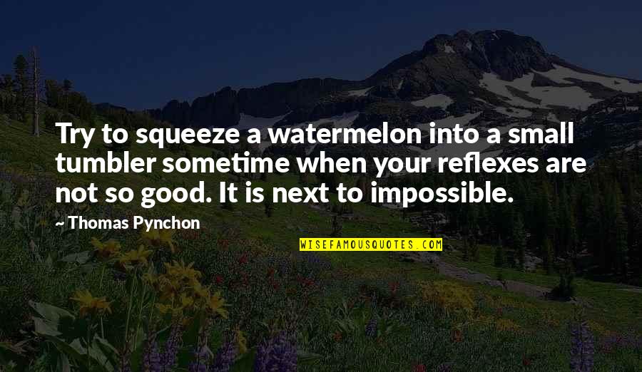 Money Pics And Quotes By Thomas Pynchon: Try to squeeze a watermelon into a small