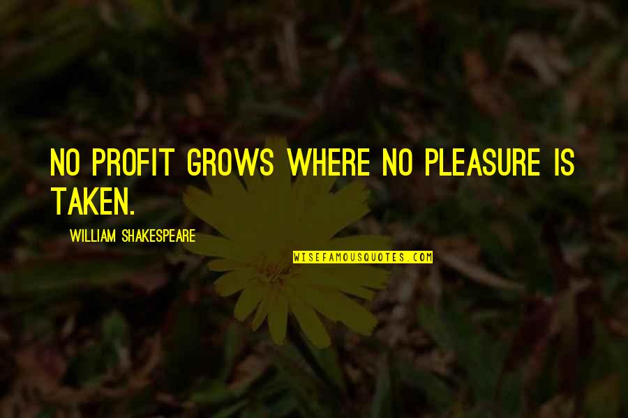 Money Profit Quotes By William Shakespeare: No profit grows where no pleasure is taken.