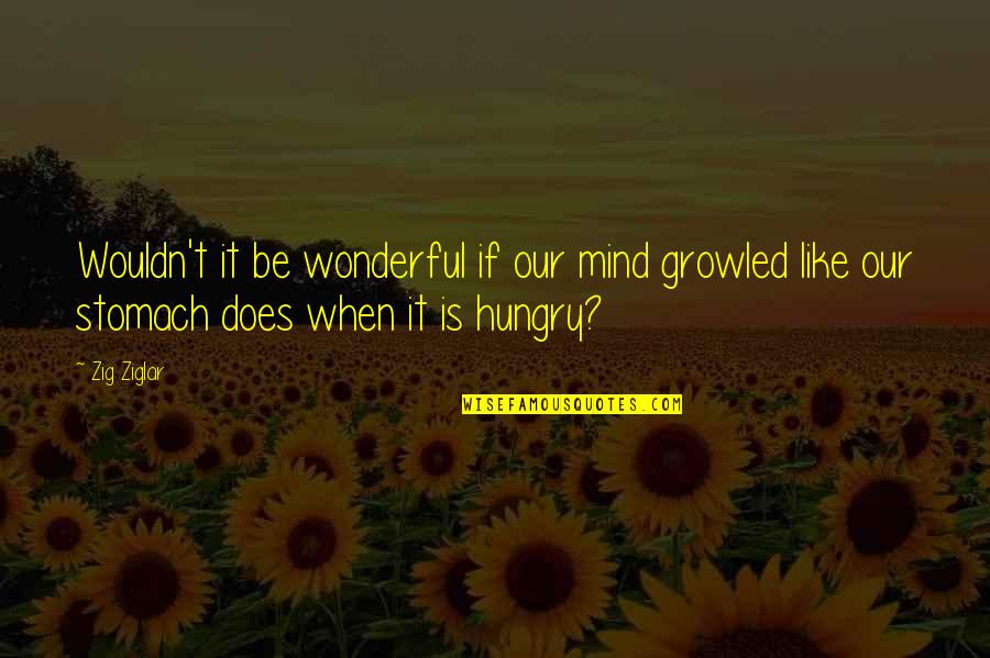 Money Responsibility Quotes By Zig Ziglar: Wouldn't it be wonderful if our mind growled