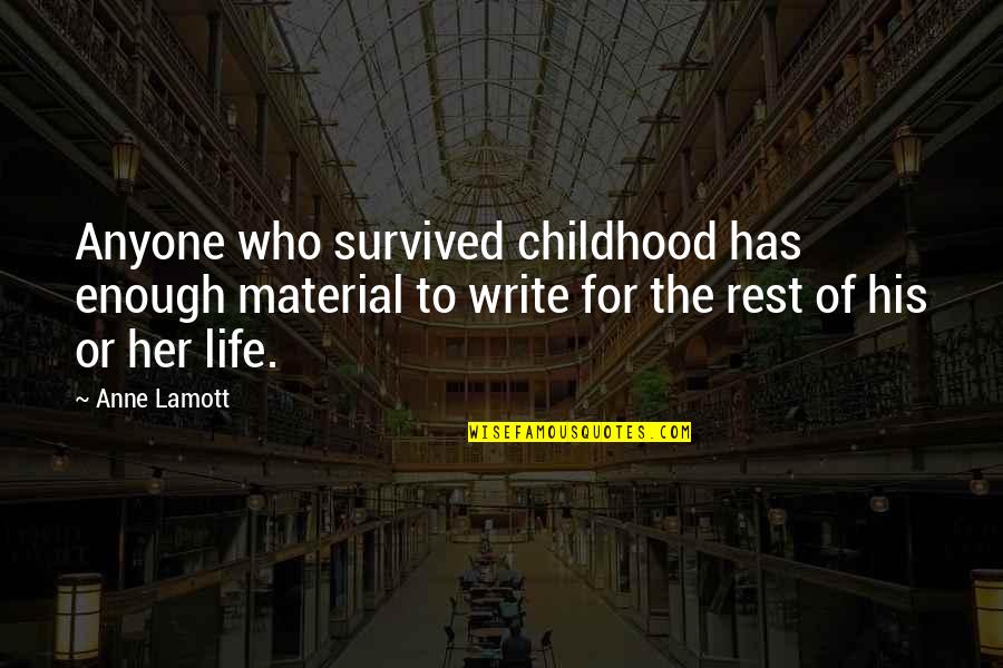 Money Scammer Quotes By Anne Lamott: Anyone who survived childhood has enough material to