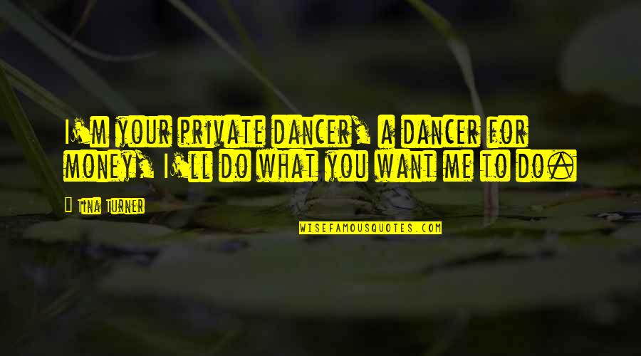 Money'll Quotes By Tina Turner: I'm your private dancer, a dancer for money,
