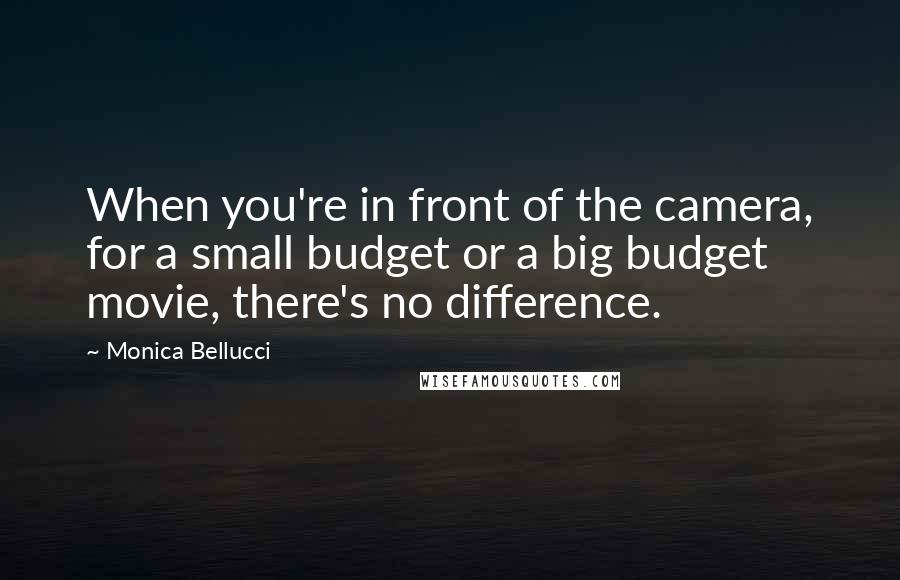 Monica Bellucci quotes: When you're in front of the camera, for a small budget or a big budget movie, there's no difference.